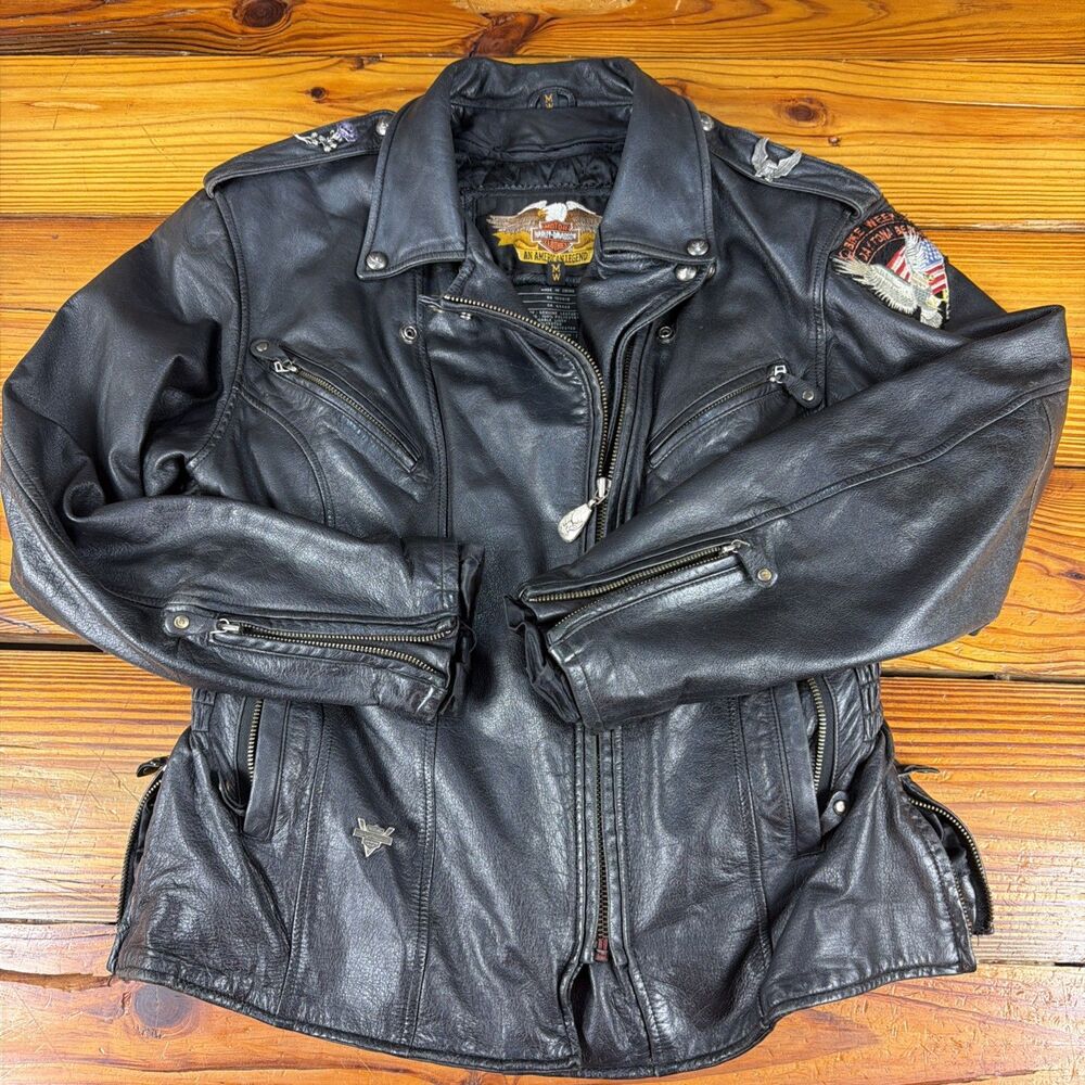 womens harley davidson leather jacket medium Vintage 2004 Removeable Liner!